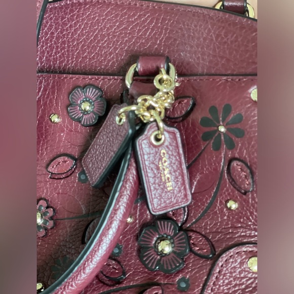 ⭐️Rare⭐️ Coach Willow Floral Mercer Satchel 24 in grain leather. Burgundy. New! - Picture 6 of 14